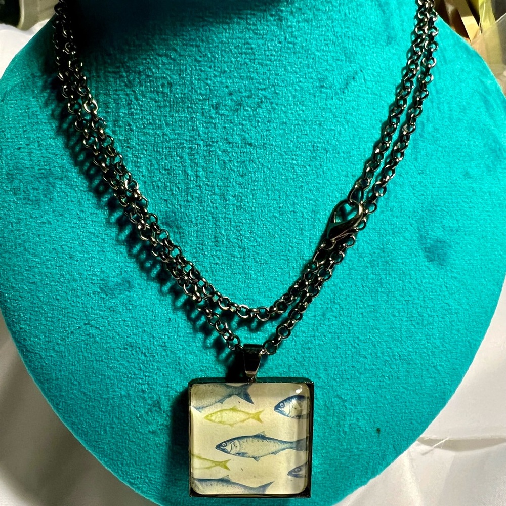 Fish (zodiac) Pendant Necklace with Black Chain